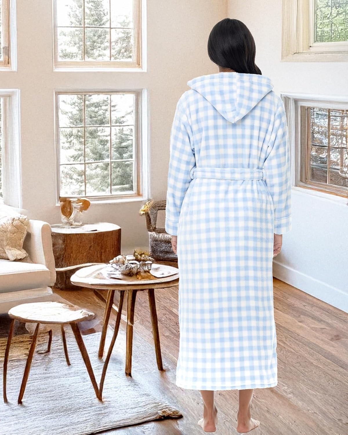 Alexander Del Rossa Womens Robe, Long Plush Bathrobe with Hood, Hooded Robes for Women Plus Size Bath Robe