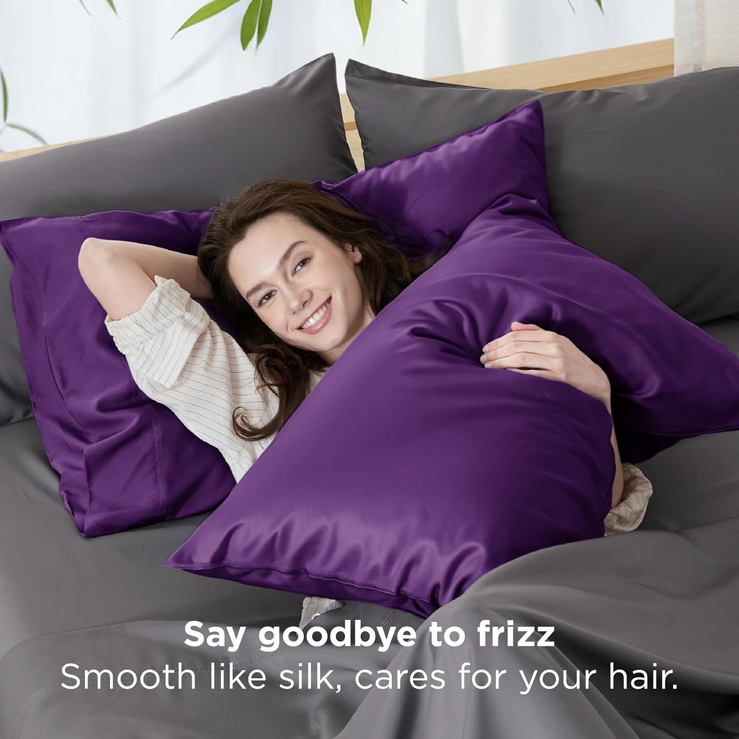 Bedsure King Size Pillow Cases Set of 2, Cooling Pillow Cases for Hot Sleepers, Rayon Derived from Bamboo Plum Pillowcases, Breathable & Soft Bedding Pillow Covers with Envelope Closure, 20x36 Inches