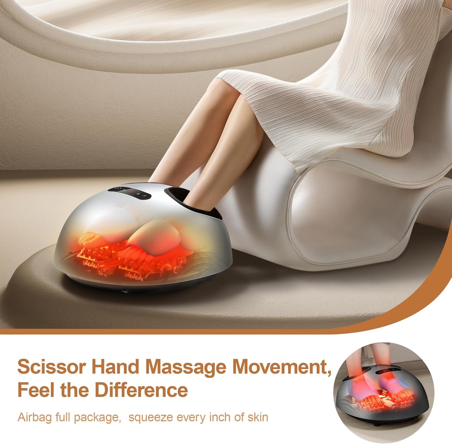 Foot Massager Machine with Heat, Double Shear Massage Core, Shiatsu Feet Massager with Airbag Full Wrapped, Plantar Fasciitis Massage, Automatic Foot Kneading Points, Gifts for Family and Friends