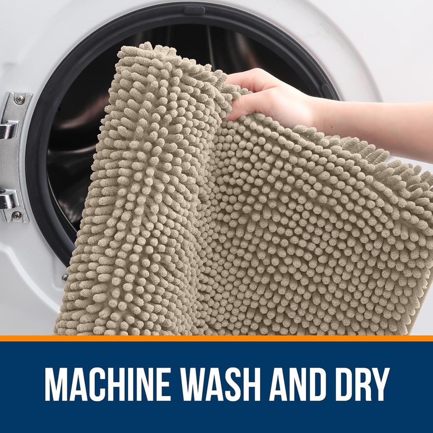 OLANLY Bathroom Rugs 24x16, Extra Soft Absorbent Chenille Bath Rugs, Rubber Backing Quick Dry, Machine Washable Bath Mats for Bathroom Floor, Tub and Shower, Home Decor Accessories, Warm Taupe