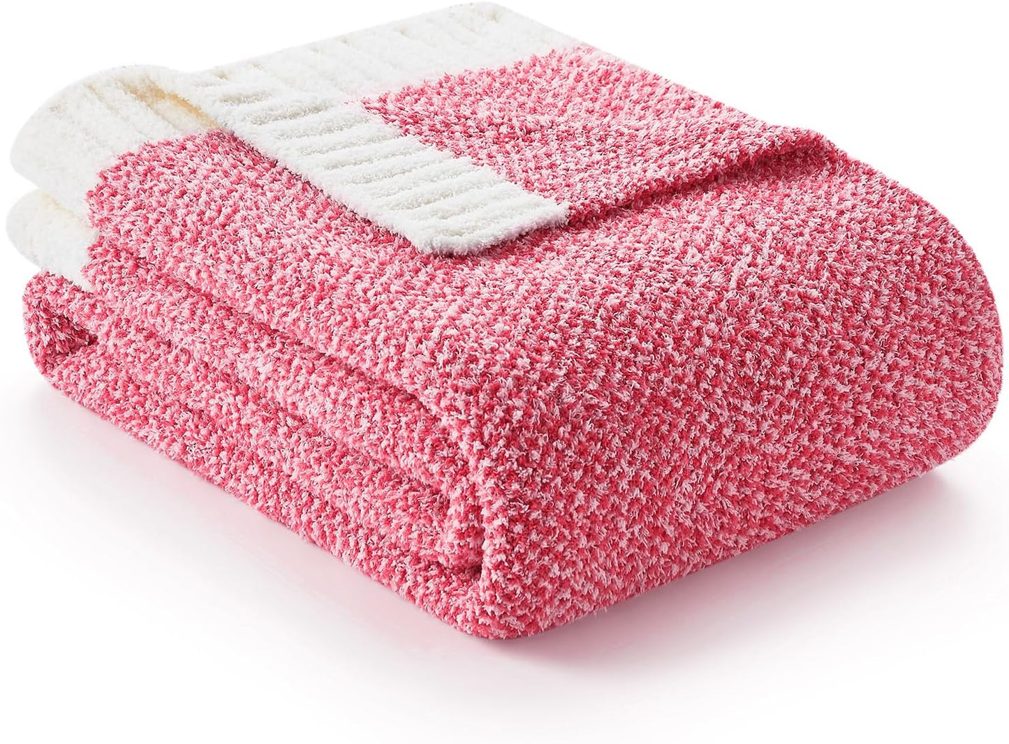Snuggle Sac Hot Pink Throw Blanket for Couch, Pink Blanket Super Soft Microfiber Blankets Warm Cozy Knit Fuzzy Plush Lightweight Throws Gift for Women Girls, Hot Pink, 50x60 inches