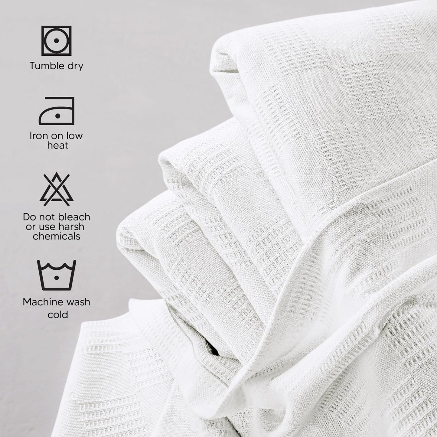 Utopia Bedding White 100% Cotton Blanket [Big Size - 120x120 Inch] 350GSM Lightweight, Soft and Breathable Thermal Blanket for All Seasons