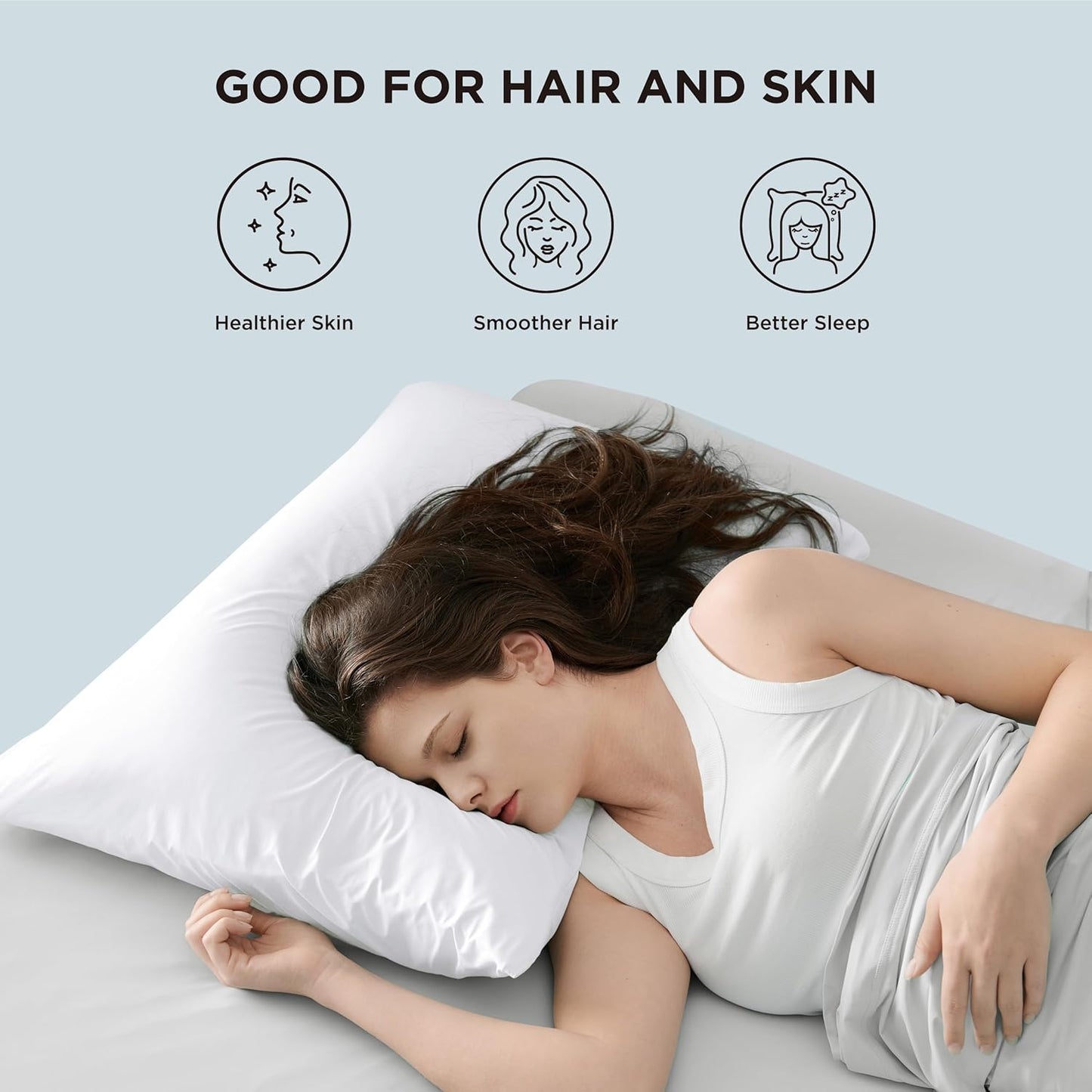 Bedsure Cooling Pillow Cases, Zipper Pillow Cases Queen Size Set of 2, Cool Pillowcases for Hot Sleepers & Night Sweats, Soft & Breathable Cold Pillow Cover for Hair & Skin, Gift, White, 20x30 Inches