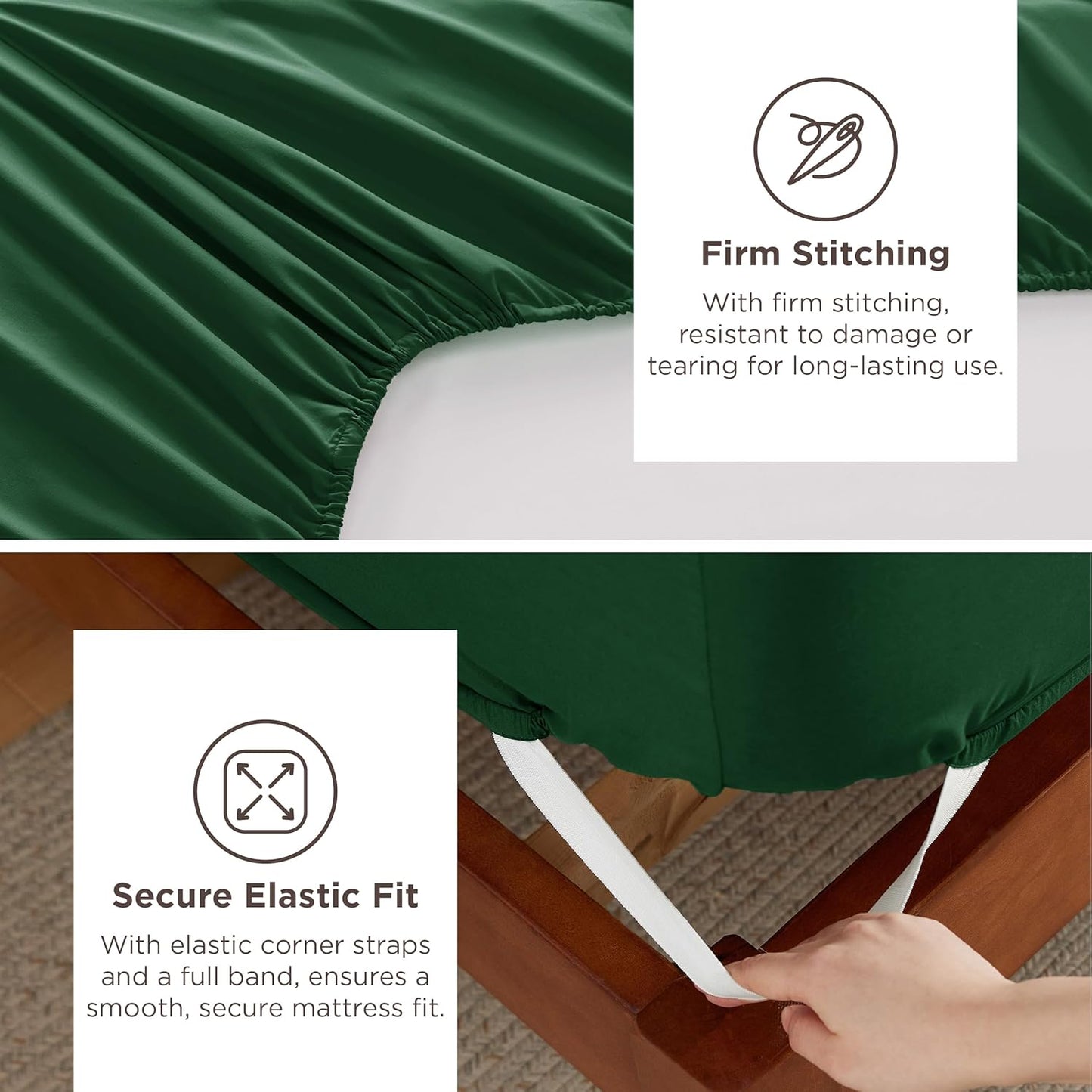 Bedsure Deep Pocket King Sheet Set - Fits Mattresses Up to 21 Inches Thick - 4 Piece GentleSoft Bed Sheets, Moisture Wicking, Soft & Cooling Bedsheet & Pillowcases, Easy & Secure Fit, Emerald Green