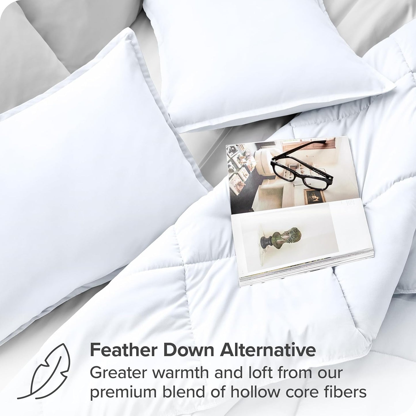 Bare Home Comforter Set - King/California King Size - Ultra-Soft - Goose Down Alternative - Premium 1800 Series - All Season Warmth (King/Cal King, White)