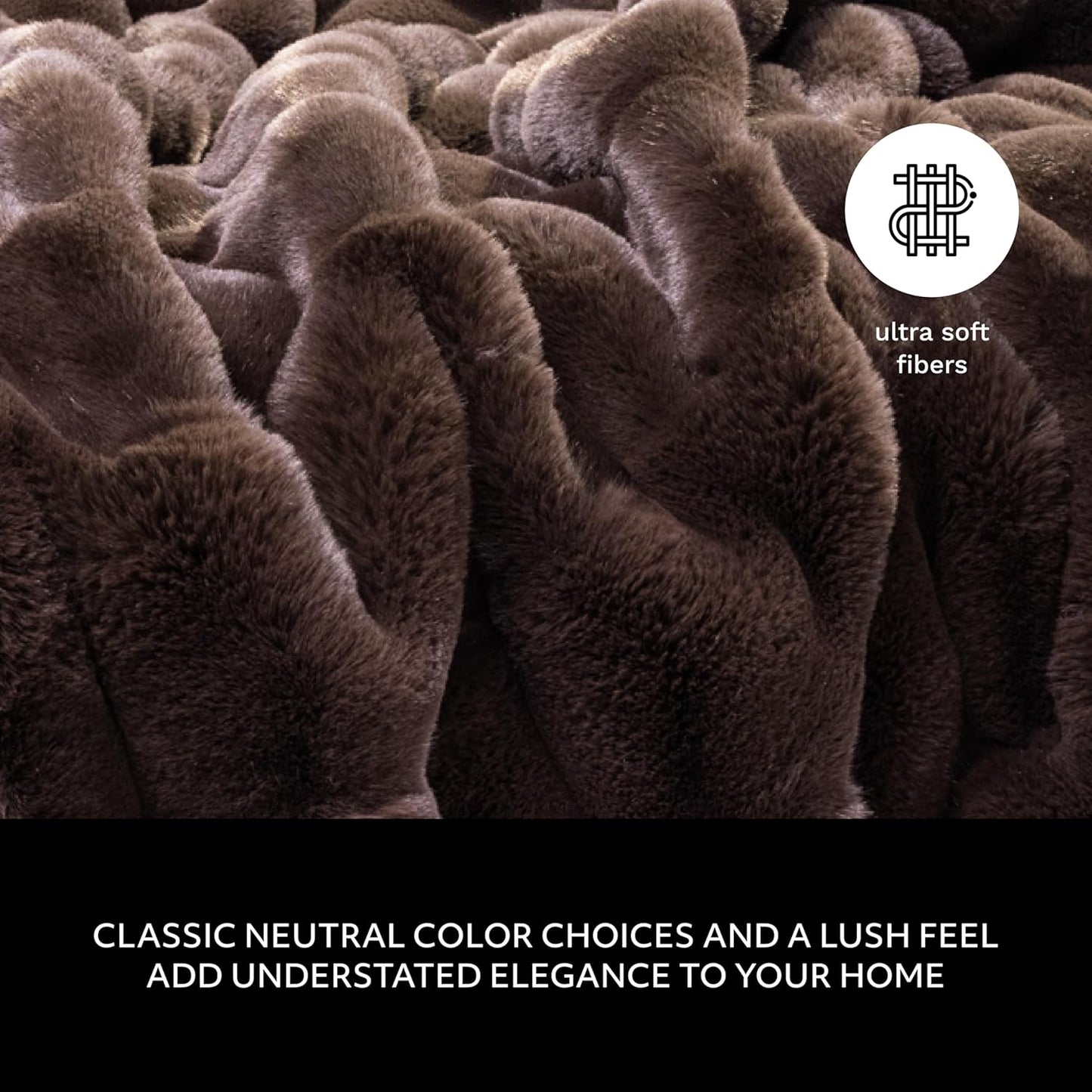 Mon Chateau 60" x 70" Hearthside Faux Fur Throw Blanket, Reversible Soft Blanket for Queen-Size Bed, Couch, or Sofa, Cozy Home Decor and Stylish Living Room Comfort, Chestnut