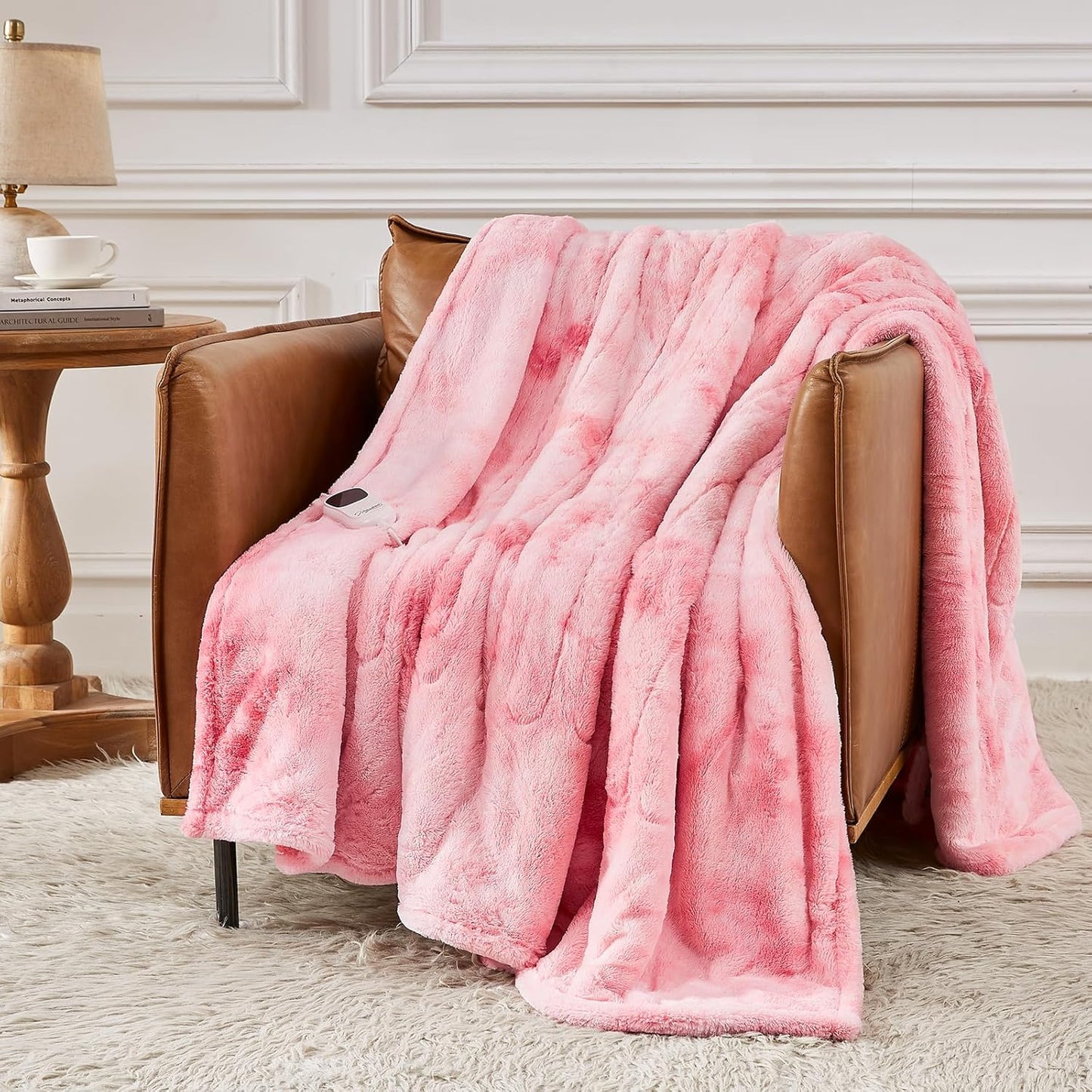 Homemate Electric Heated Blanket Twin Size - 62"x84" Heating Blanket Twin Size 1/2/4/6/8 Hours Auto-Off 10 Heat Level Over-Heat Protection Luxury Faux Fur Sherpa ETL Certification