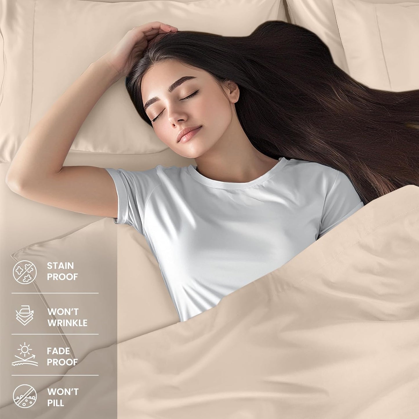 Utopia Bedding King Sheet Set – 4 Piece Bed Sheets for King Size Bed, Soft and Breathable Microfiber, Includes 1 Fitted Sheet, 1 Flat Sheet and 2 Pillowcases (Beige)