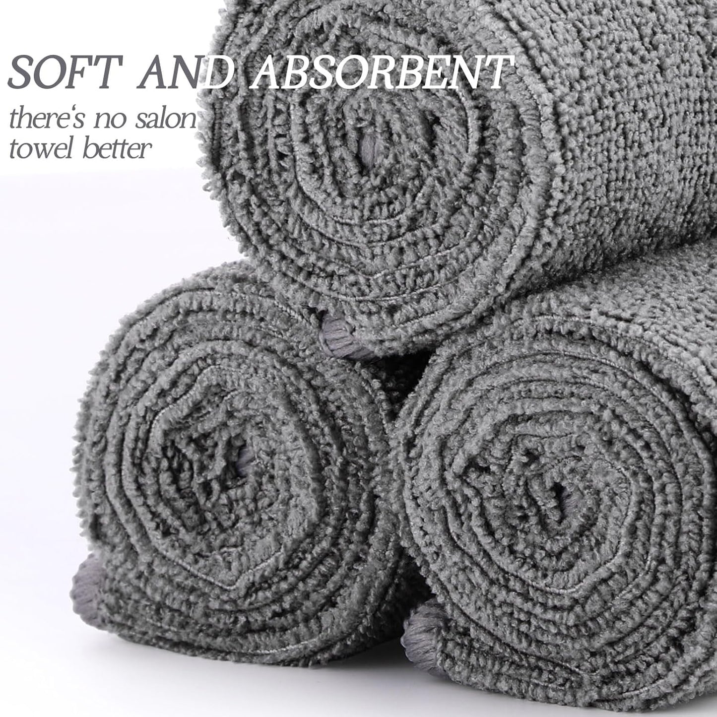Shimeyao 48 Pack Bleach Proof Towels 16x 26inch Microfiber Absorbent Hair Towels Bulk Bleach Salon Hand Drying Cloth for Gym Bath Spa Shaving Shampoo Home (Light Gray)