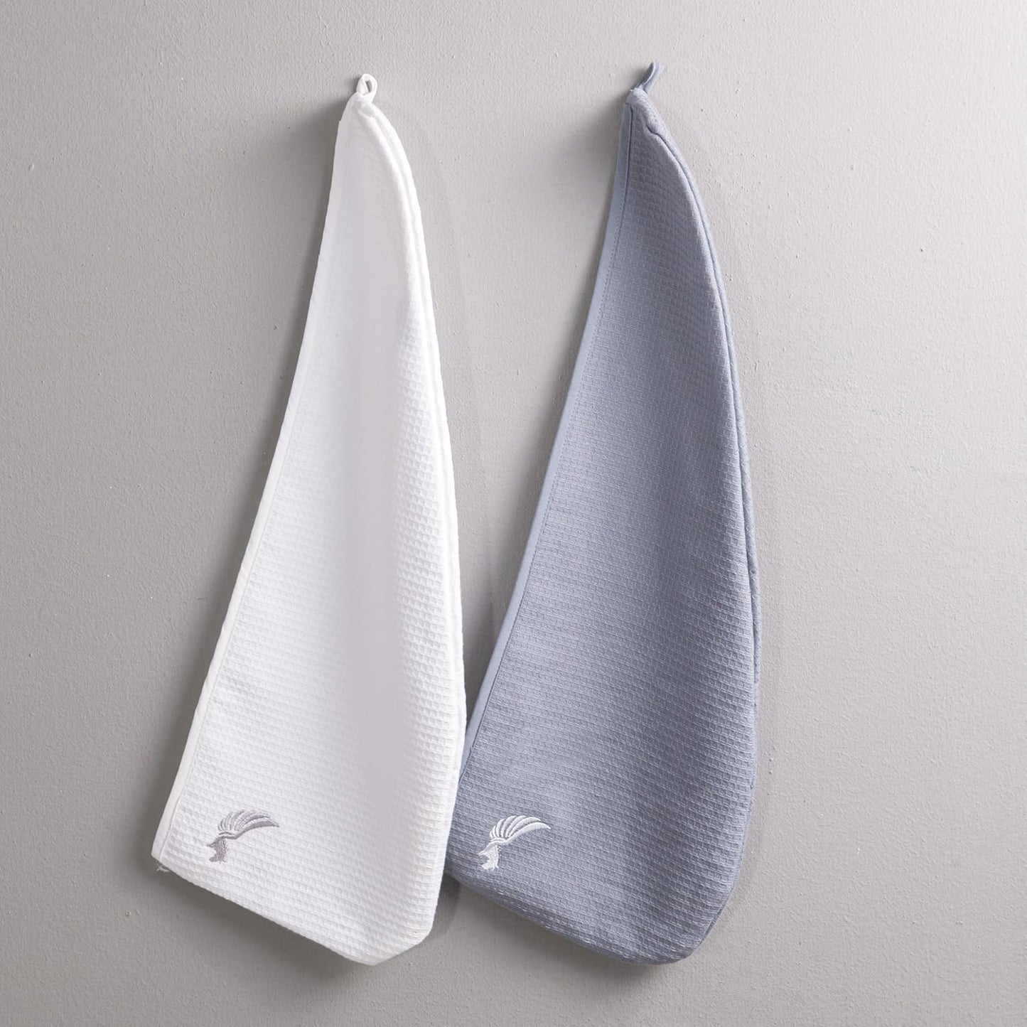 100% Turkish Cotton Hair Towel Wrap for Women,Non Microfiber,Super Absorbent,AntiFrizz,Plopping Hair Drying Waffle Bath Towels for Curly,Long&Thick Hairs,Head Wrap,2 Pack10x26inc (Grey+White)