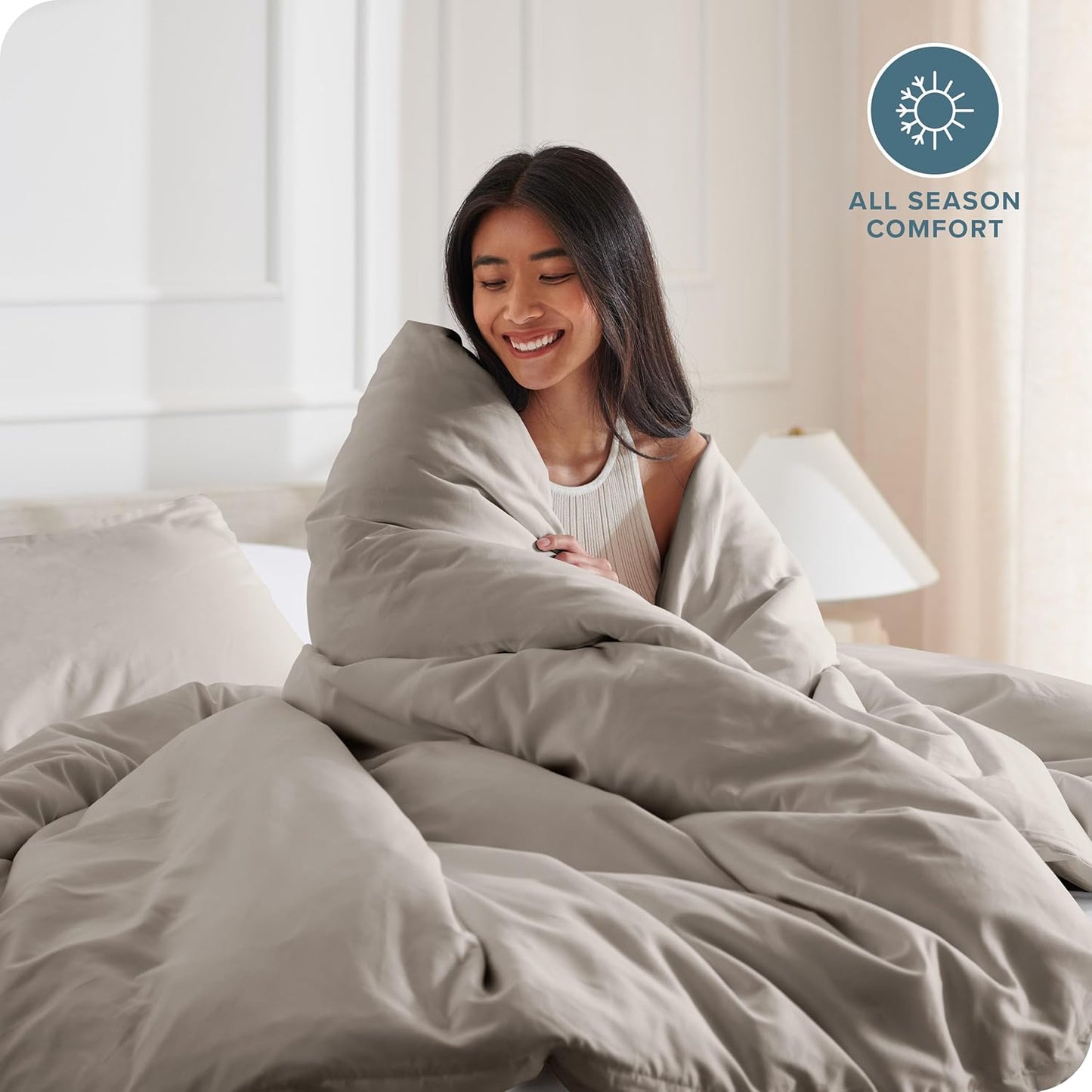 Bare Home Bedding Duvet Cover King Size - Premium 1800 Super Soft Collection - Lightweight, Cooling - Soft Breathable Bedding Duvet Cover (King, Khaki)