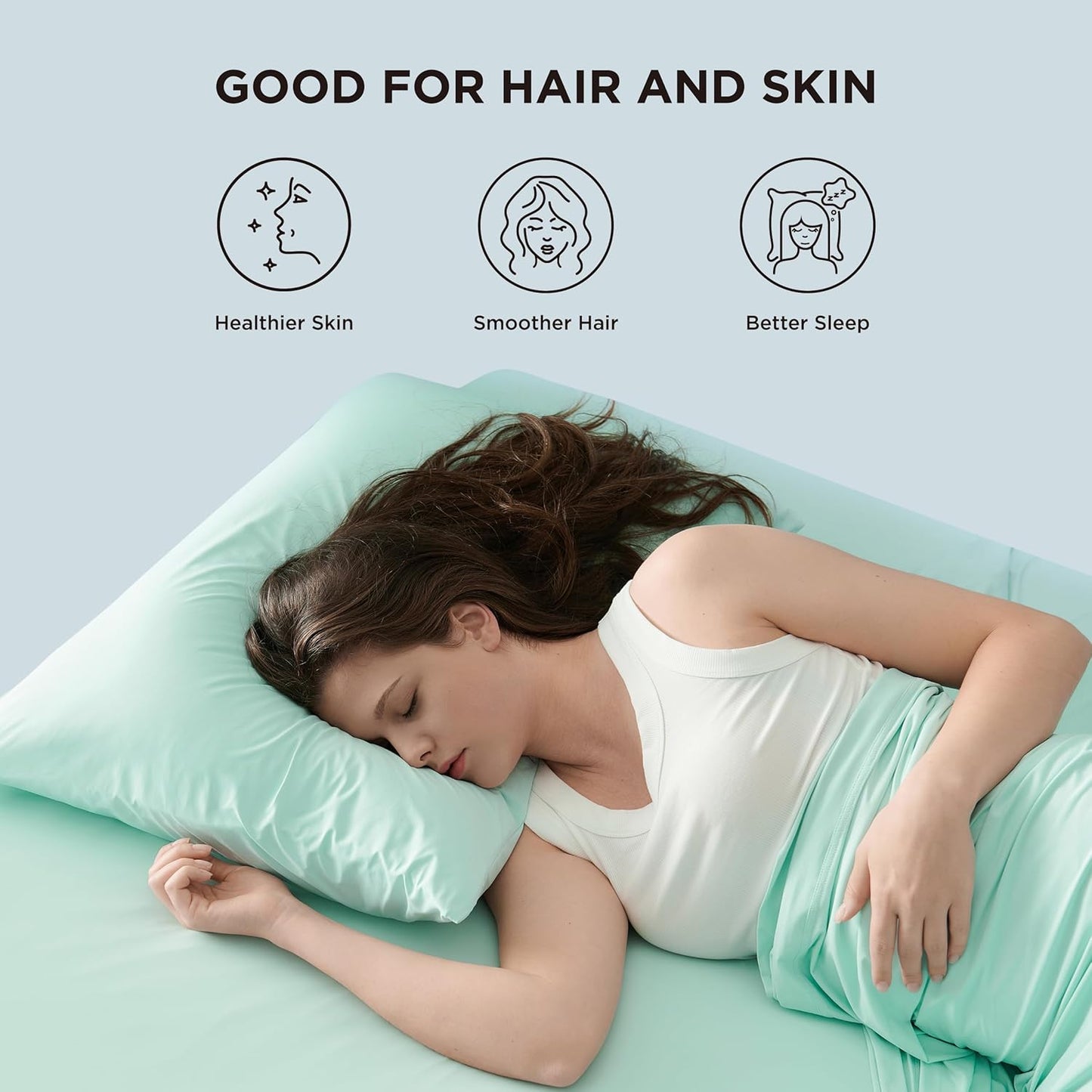 Bedsure Cooling Pillow Cases, Zipper Pillow Cases Queen Size Set of 2, Cool Pillowcases for Hot Sleepers & Night Sweats, Soft & Breathable Cold Pillow Covers for Hair & Skin, Gift, Green, 20x30 Inches