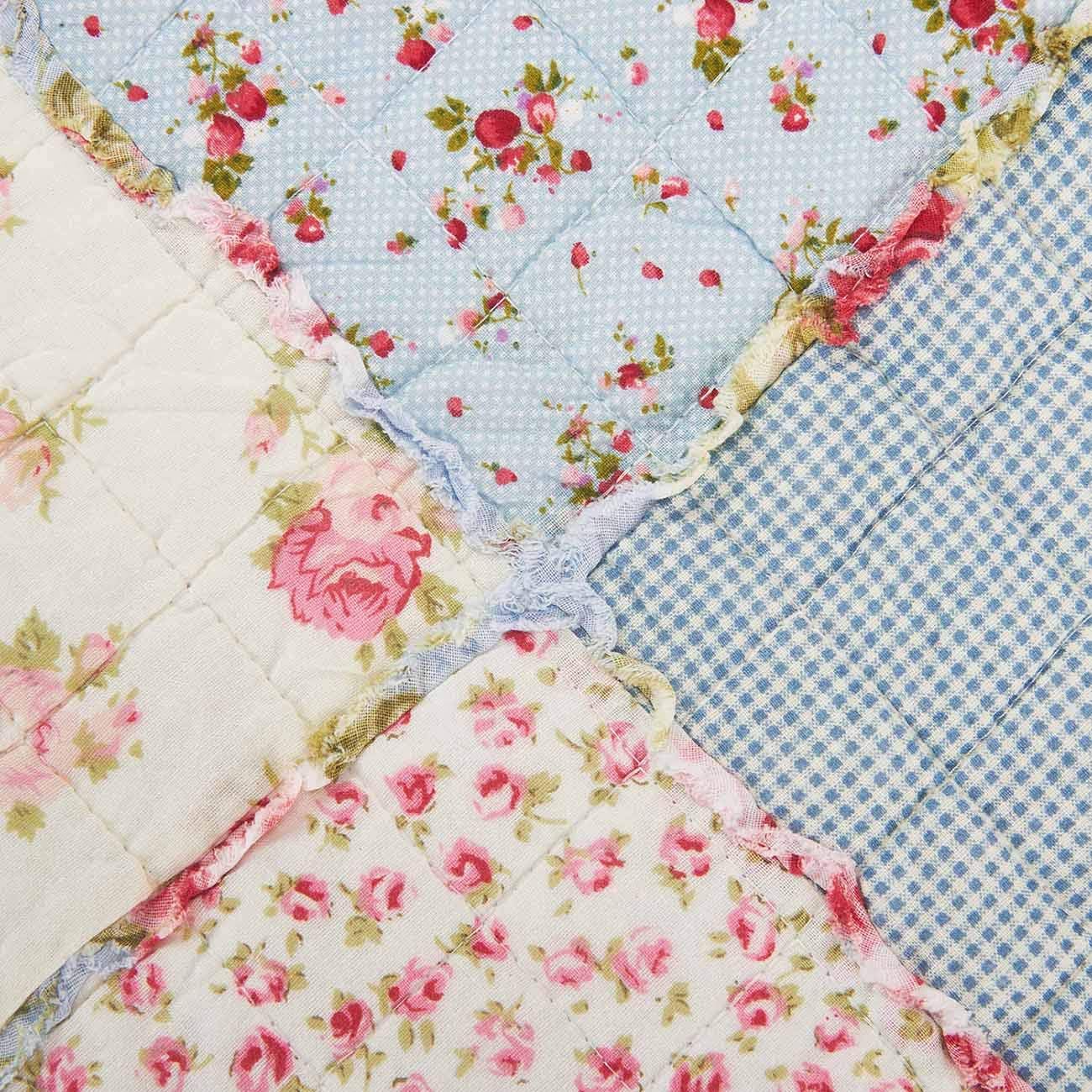 Cozyholy Original 100% Cotton Patchwork Quilt Twin Size Blue Floral Bedspread Coverlet Reversible Vintage Shabby Chic Quilted Throw Blanket Bed Quilt Cover for Couch Sofa