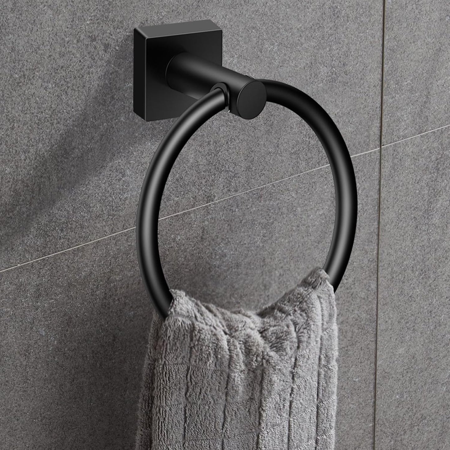 Bathroom Hardware Set 4 Pieces, Matte Black Stainless Steel Towel Bar Set, Includes 24In Towel Bar, Towel Ring, Robe Towel Hooks,Toilet Paper Holder, Wall Mounted Towel Rack Set