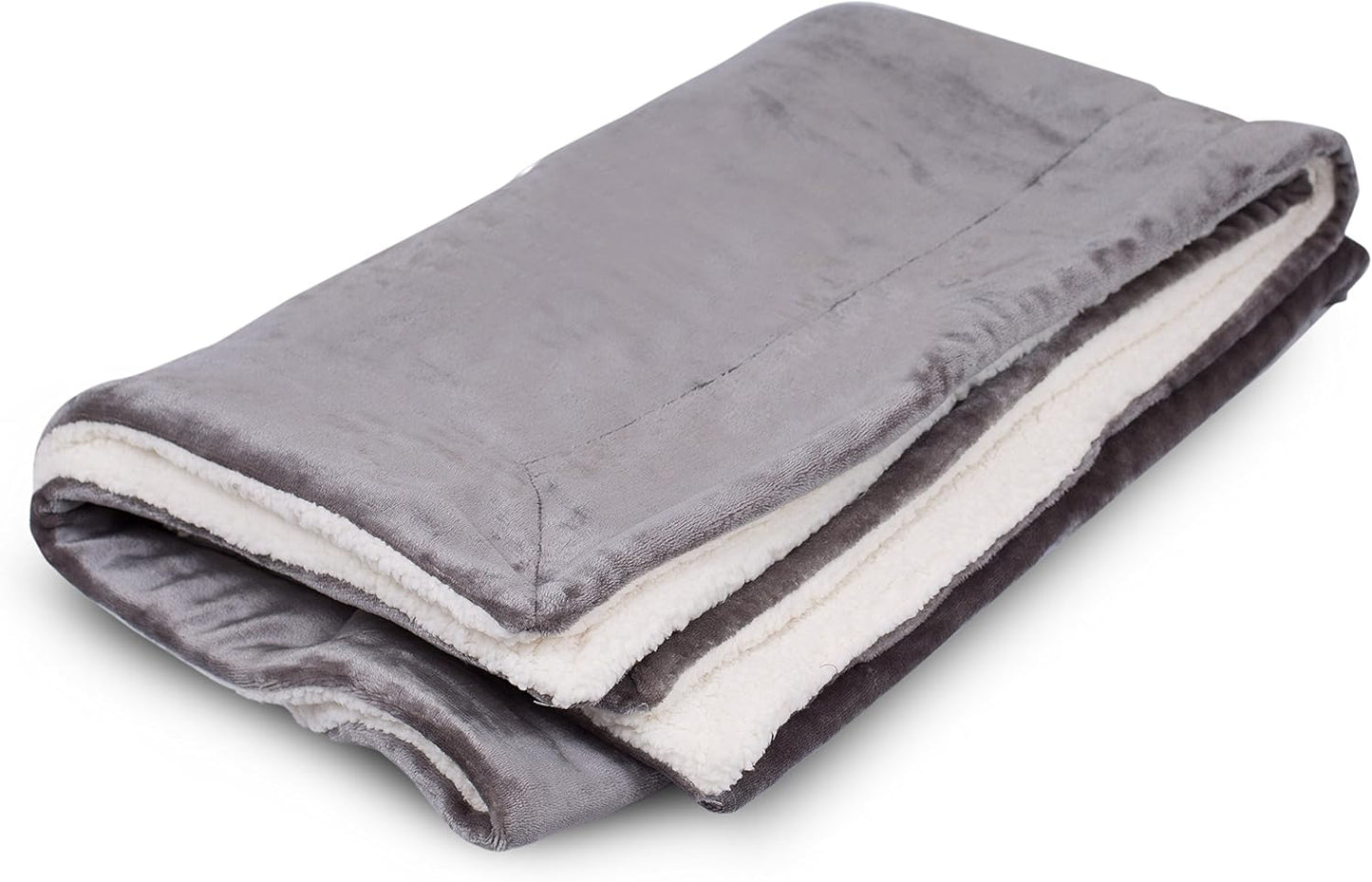 Internet’s Best Plush Reversible Sherpa Throw Blankets - Grey - Ultra Soft Couch Blanket - Light Weight Sofa Throw - 100% Microfiber Polyester - Easy Travel - Bed - 50 x 60