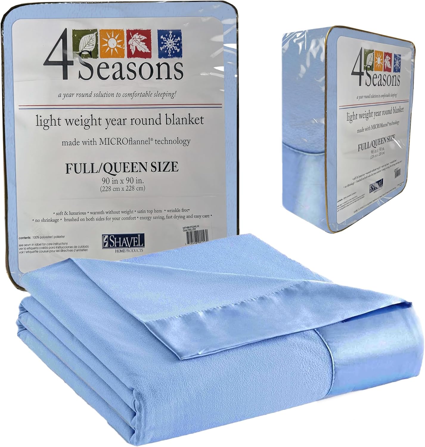 Thermee Micro Flannel King Size Blankets, Lightweight All Seasons Cozy Blanket, Throw Blankets for Home and Living Room, Comfy & Soft Blanket for Couch, Machine Wash, No Pilling - Cornflower Blue