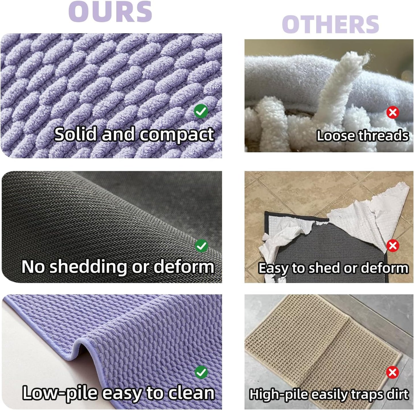 Bathroom Rugs Non Slip Washable, Super Absorbent Thin Bath Mat Small Quick Dry Low Pile Bathroom Rug, Lavender 16"x24"