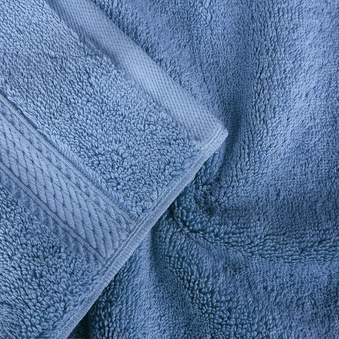 SUPERIOR Egyptian Cotton Pile 9 Piece Towel Set, Includes 3 Bath, 3 Hand, 3 Face Towels/Washcloths, Ultra Soft Luxury Towels, Thick Plush Essentials, Guest Bath, Spa, Hotel Bathroom, Denim Blue