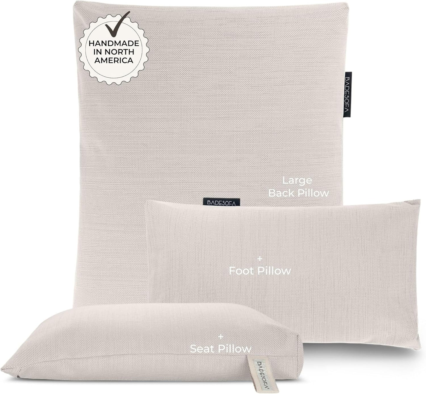 BADESOFA® Luxury Bath Pillows for Tub Full Body Set - 3-Piece Bath Pillow Set with Premium Materials & CleanDry+ - Bathtub Pillows for Head and Neck Support - Tub Pillow for Bathtub in Ivory Pearl