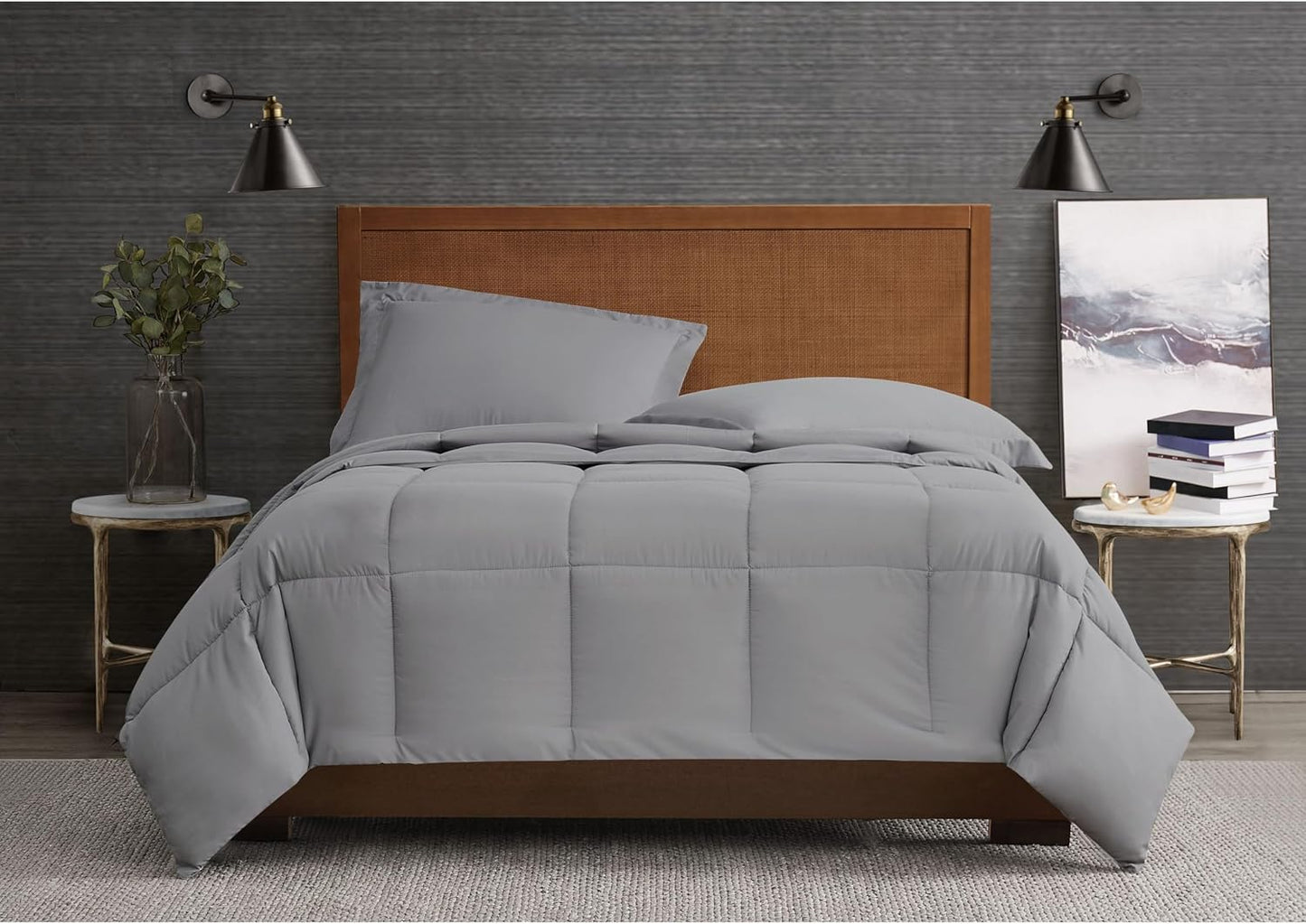 London Fog Garment Washed Solid Comforter Set Grey Microfiber 3-Piece King Comforter Set, Solid Themed, Adult and Teen, Oeko-TEX Certified