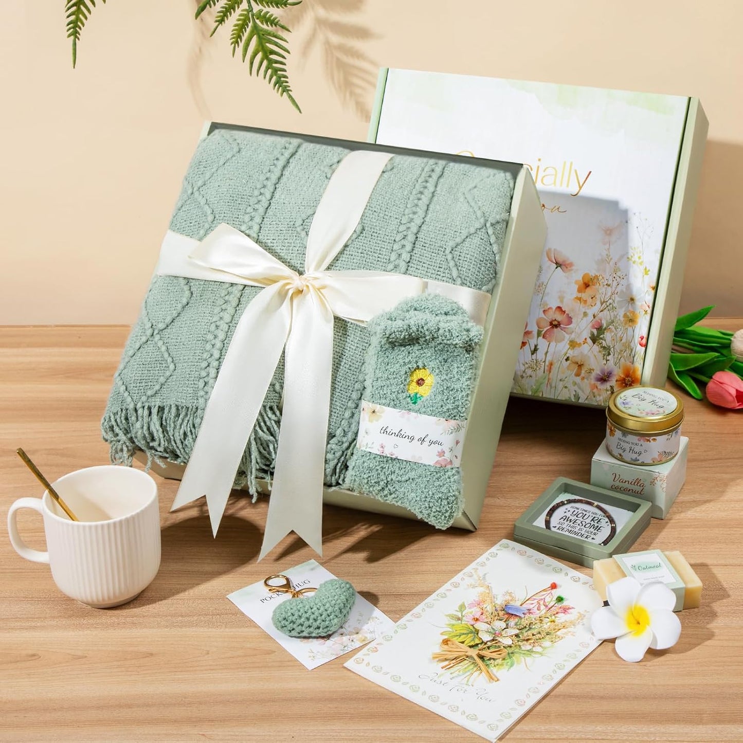 Get Well Gifts for Women Self Care Gifts, Sympathy Gift Baskets Spa Gifts Set, Thinking of You Inspirational Hug in a Box Gifts for Mom Her Friend Sister Wife Girlfriend