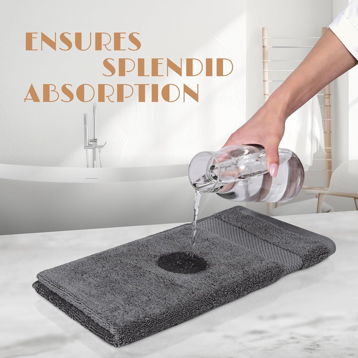White Classic Dark Gray Washcloths Set for Body and Face Towel, Cotton Wash Cloths Bulk 12 Pack, Spa Fingertip Wash Clothes 12x12 Inch, Soft Absorbent Gym Towels