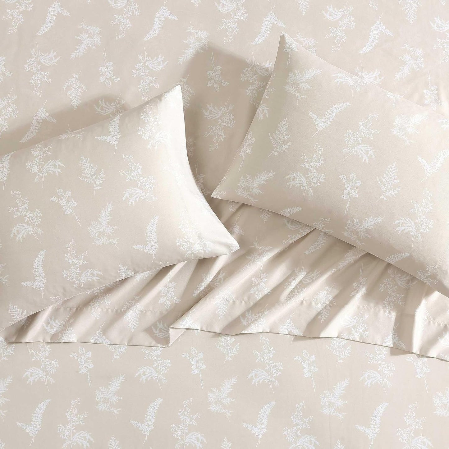 Wrangler - Queen Bed Sheets, Ultra-Soft & Lightweight Bedding with Matching Pillowcases, Lightweight Bed Set for All Season Comfort, Oeko-Tex Certified (Foliage Beige)