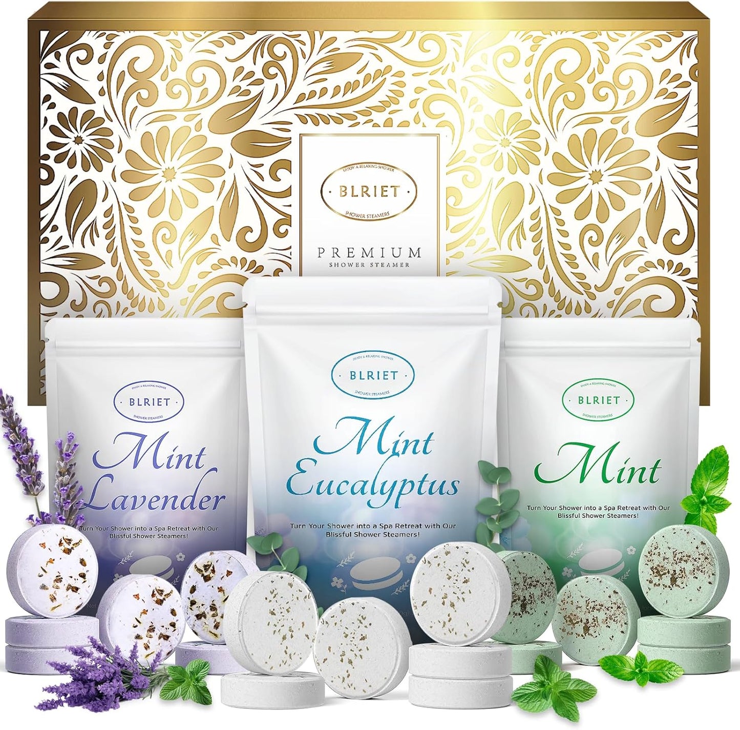 Shower Steamers Aromatherapy 18 Pack Gifts for Women Birthday Christmas Stocking Stuffers White Elephant Natural Essential Oils Stress Relief Mint Lavender Relaxation for Mom her him Men Teens Adults