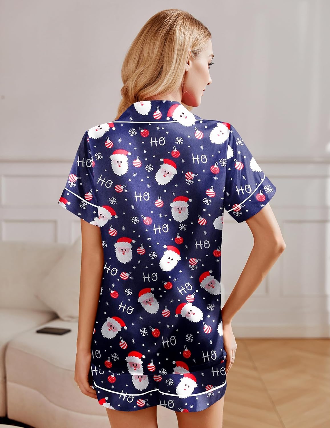 Ekouaer Pajamas for Women Set Silk Satin Pjs Shorts Sleepwear 2 Piece Loungewear S-XXL