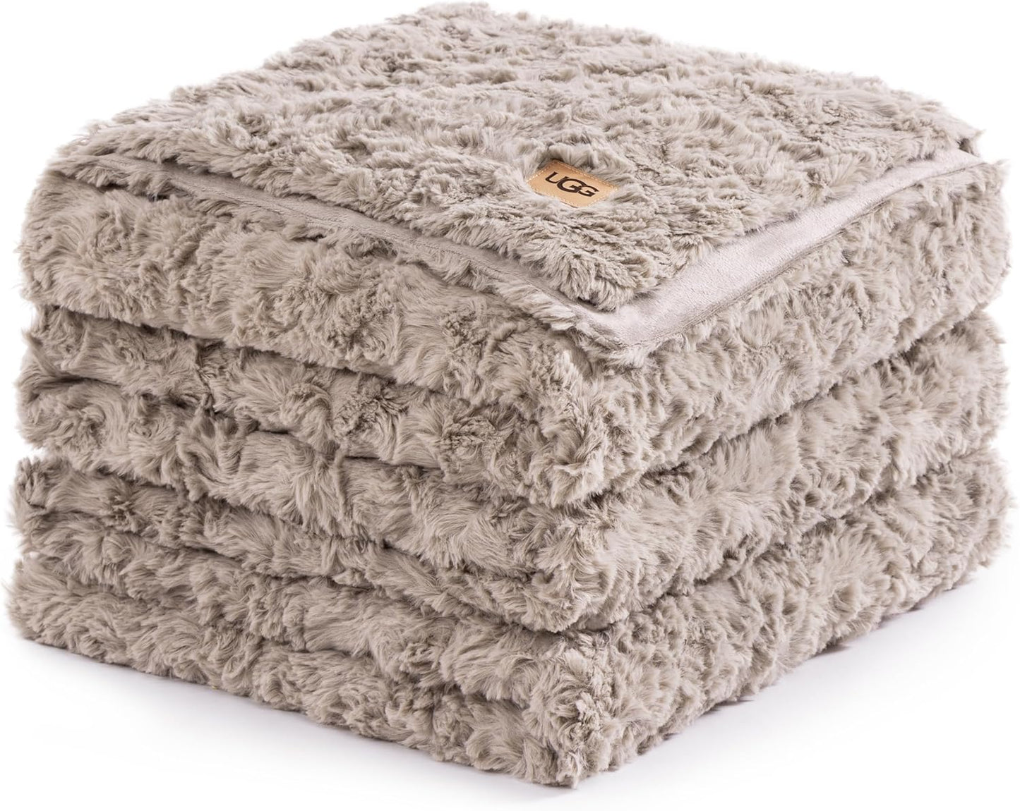 UGG Faux Fur King Blanket for Bed, Double-Sided Soft Blanket, Warm Large Throw for Couch, Washable California King Bedding, Luxury Bedroom Decor, 110" x 90", Oyster Brown (Adalee)