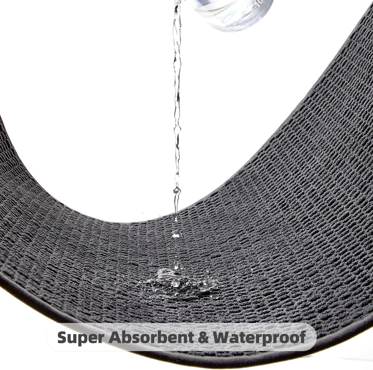 Bathroom Runner Rugs, Long Bath Mat Runner Washable Thin Quick Dry Low Pile Bathroom Runner Rugs Non Slip, Dark Grey 16"x60"