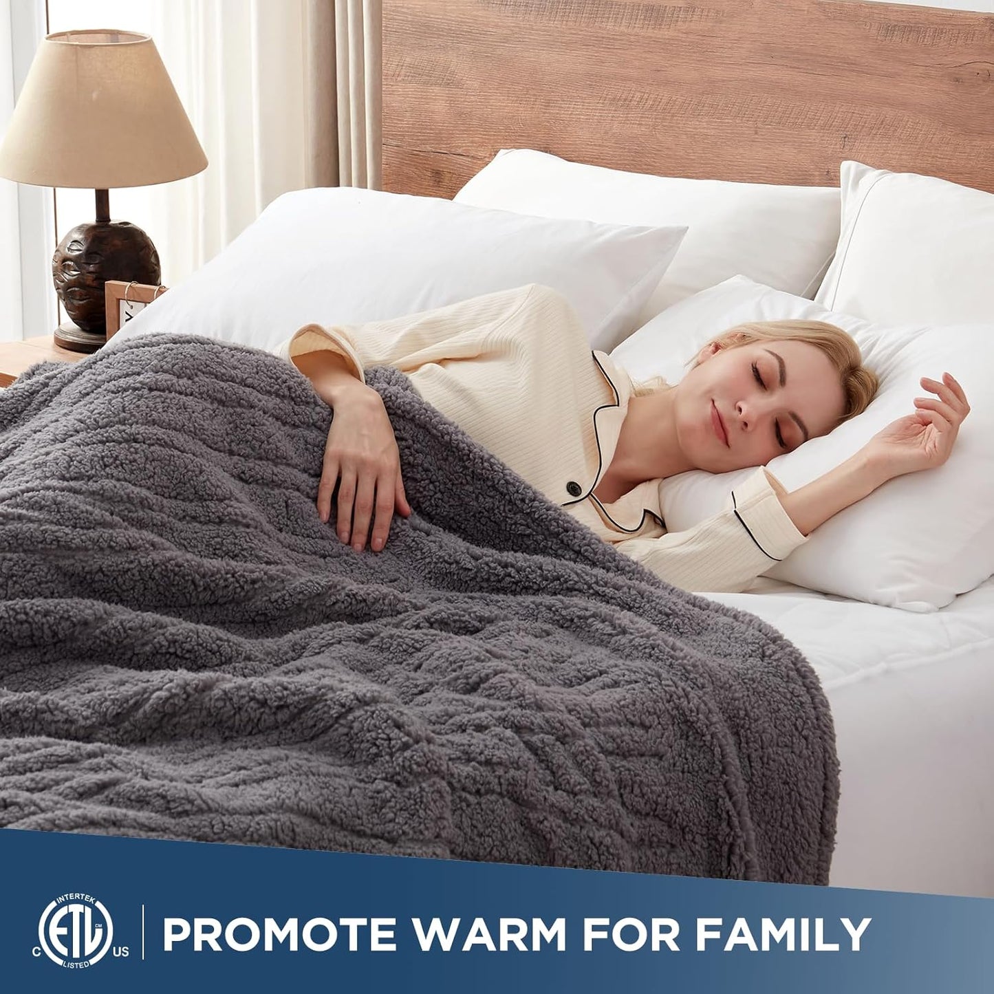 Westinghouse Electric Blanket Queen Size, Soft Plush Sherpa Heated Blanket with 10 Heating Levels & 1-12 Hours Auto-Off, Machine Washable, 84x90 inches, Darkgrey