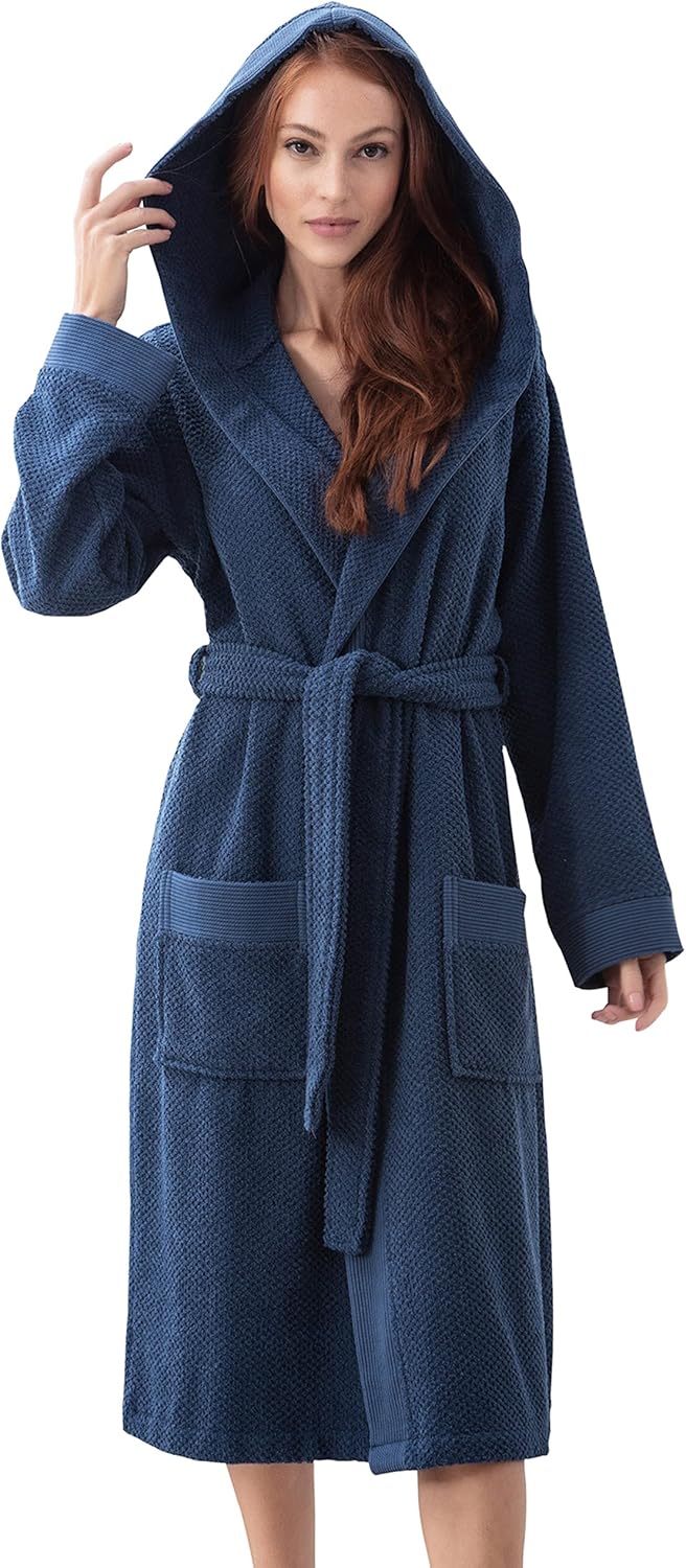 SEYANTE Organic Turkish Cotton Terry Hooded Kimono Bathrobe, Robe for Women