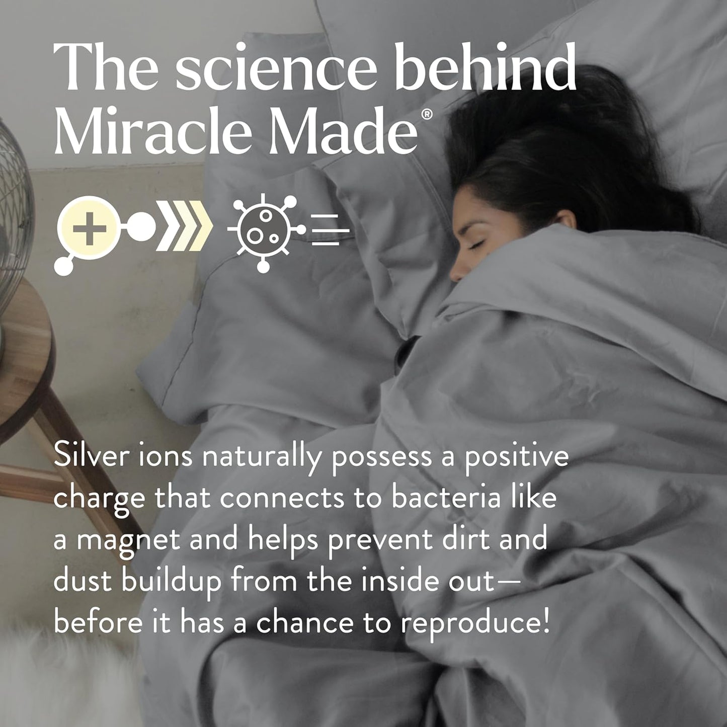 Miracle Made Luxe Soft Cooling Pillowcase, 2-Piece Silver-Infused Cotton Fabric, Cool and Breathable Case for Sensitive Skin, King/Cali King Size Covers, Silver Grey