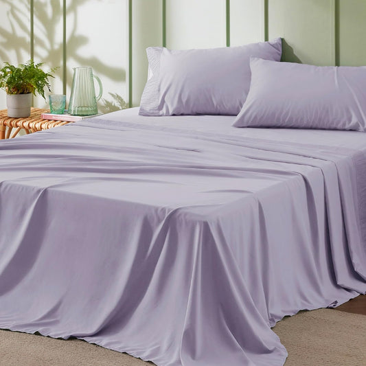 Bedsure California King Sheet Sets - 4 Pieces Soft Cal King Sheets - Breathable & Cooling - Hotel Luxury - Easy Care Polyester Microfiber Bedding for Women, Men, Lavender