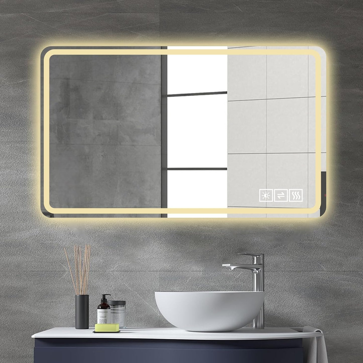 LED Bathroom Mirror with Backlit & Front Light, 40"x24" Anti-Fog, Memory Function, Dimmable Color & Brightness,CRI90+, IP54 Waterproof, Horizontal/Vertical, Wall Mounted