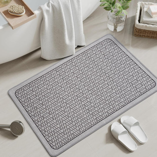 Bathroom Rugs, Ultra Thin Bath Mat Fit Under Door Super Absorbent Non Slip Quick Dry Bath Mat, Rubber Backing Shower Mat Outside Shower