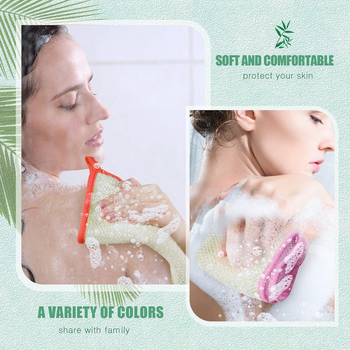 Tatuo 10 Packs Exfoliating Wash Cloths for Body and Face Facial Bath Scrub Soft Weave Loofah Towel Exfoliate Bath Towel Remove Dead Skin Wash Cloth for Women Man (Colorful Edge)