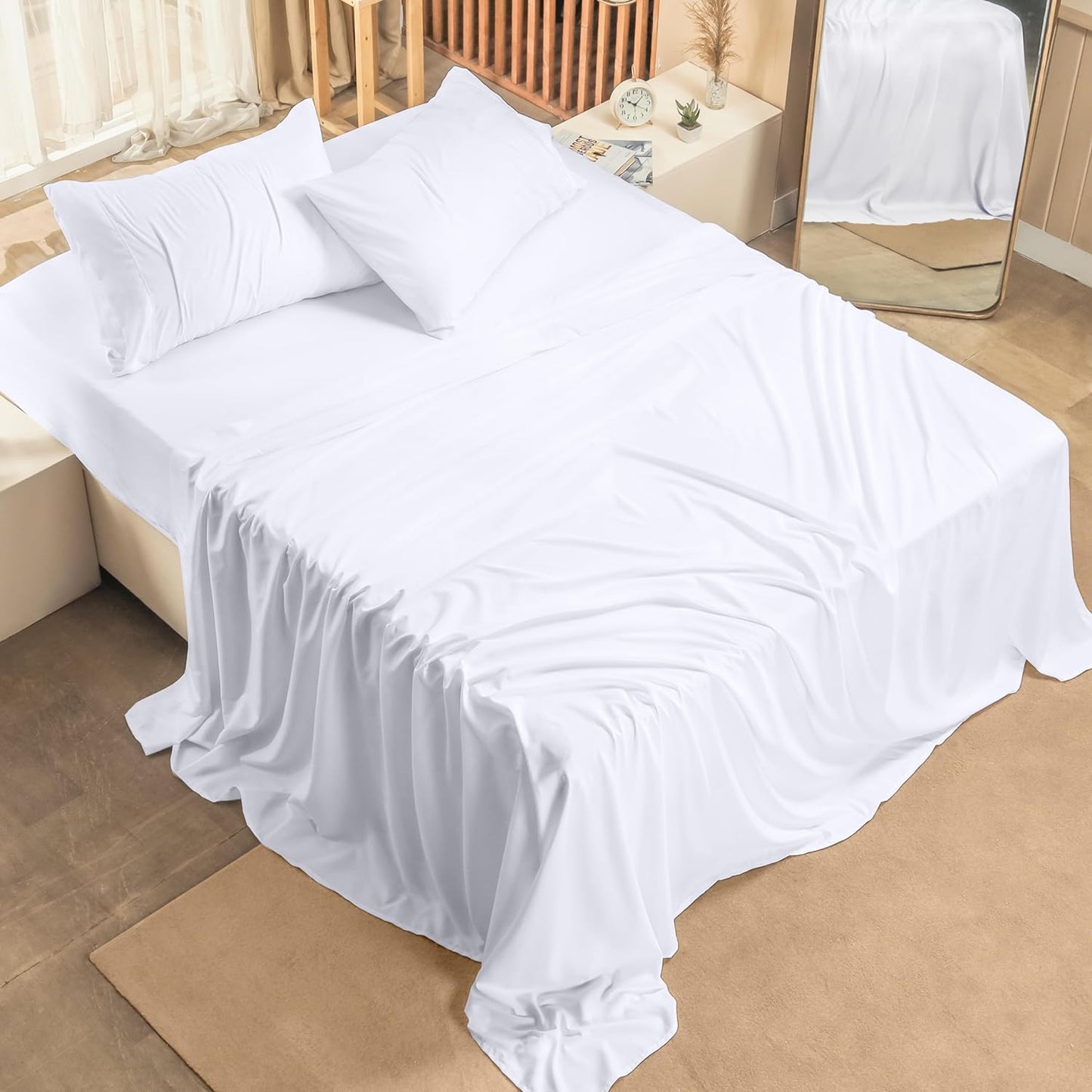 Utopia Bedding King Bed Sheets Set - Pack of 8 Sheet Sets - Perfect for Spa, Hotel, & Guest Bedroom - Brushed Microfiber - Shrinkage and Fade Resistant - Easy Care (White)