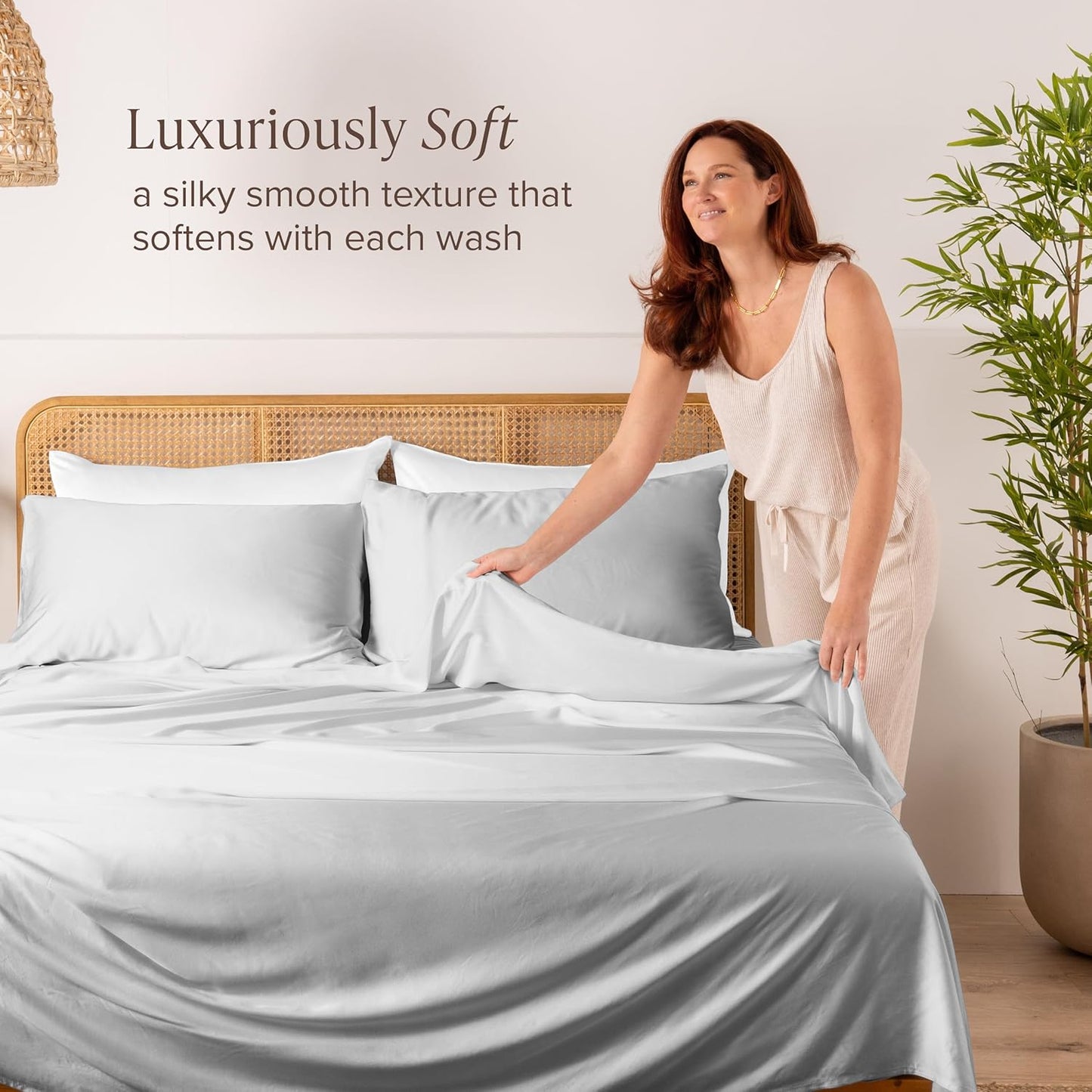 Bare Home 100% Rayon Made from Bamboo Twin XL Sheet Set - 3 Piece Bedding Set - Deep Pockets - Breathable - Easy Fit - Bedding Sheets & Pillowcases (Twin XL, Cloud Grey)