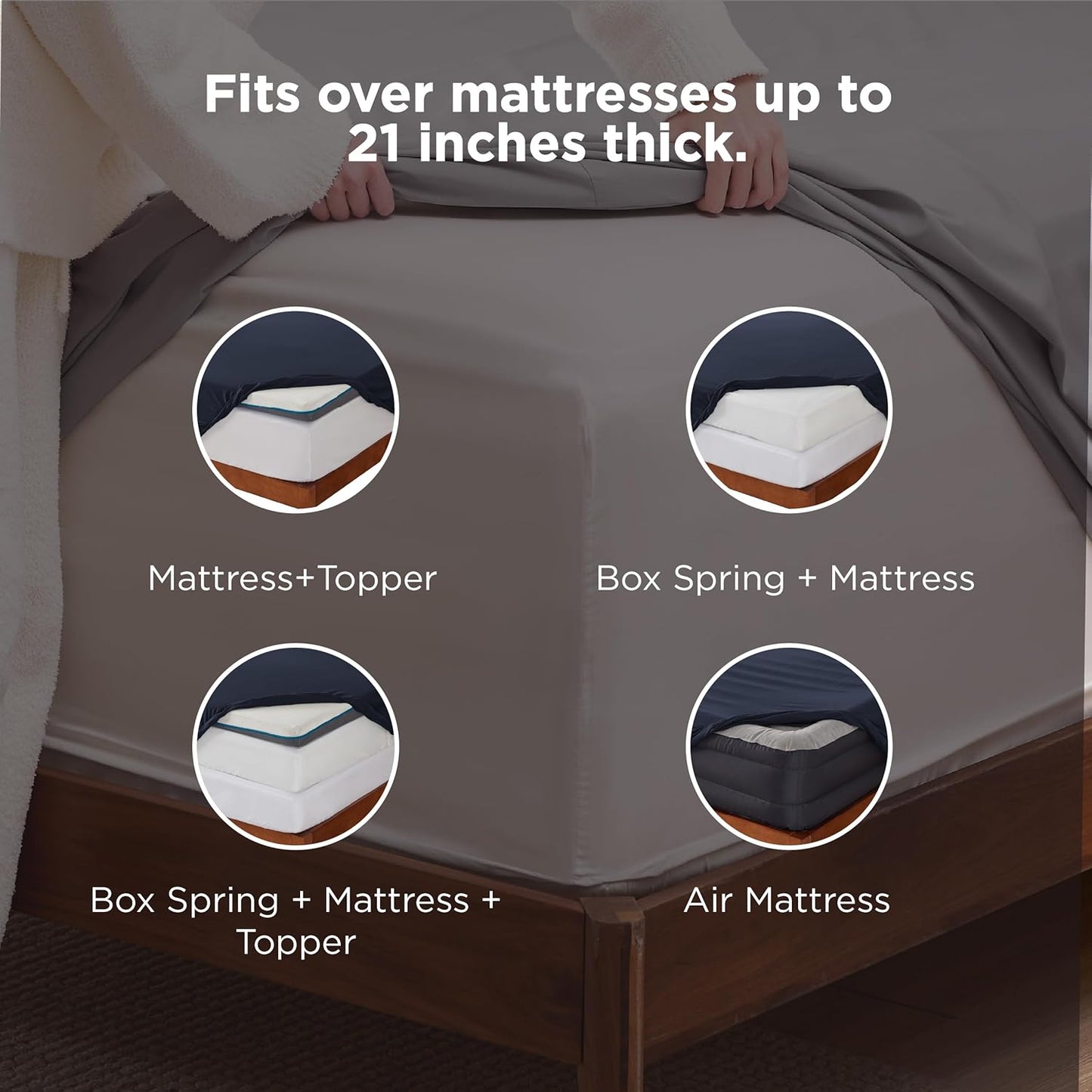 Bedsure Deep Pocket Twin Sheets Set - Fits Mattresses Up to 21 Inches Thick -3 Piece GentleSoft Bed Sheets, Moisture Wicking, Soft & Cooling Bedsheet & Pillowcases, Easy & Secure Fit, Navy