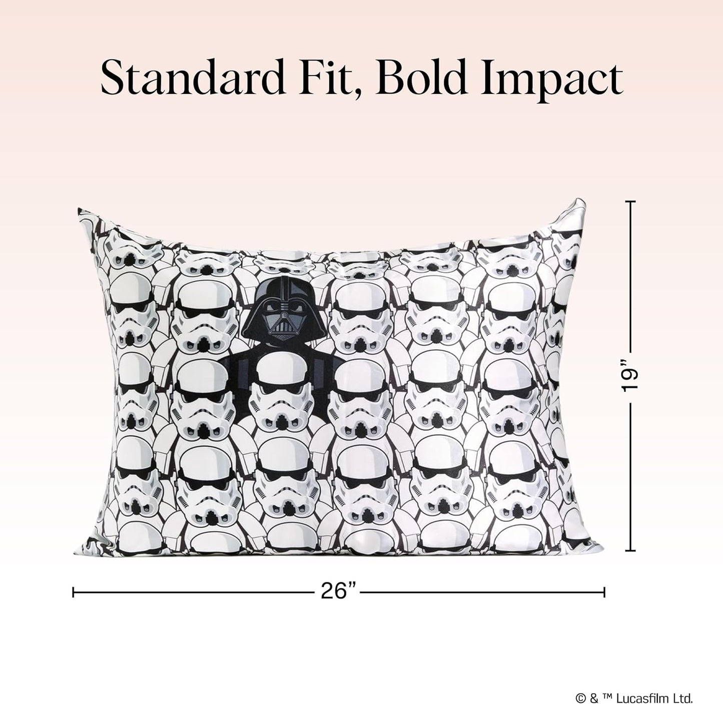 Star Wars x Kitsch Satin Pillowcase with Zipper for Hair & Skin, Softer Than Silk Pillow Cases Queen Standard Size, Wrinkle-Free Smooth & Cooling Satin Pillow Cover, 19x26 - Darth Vader Stormtroopers