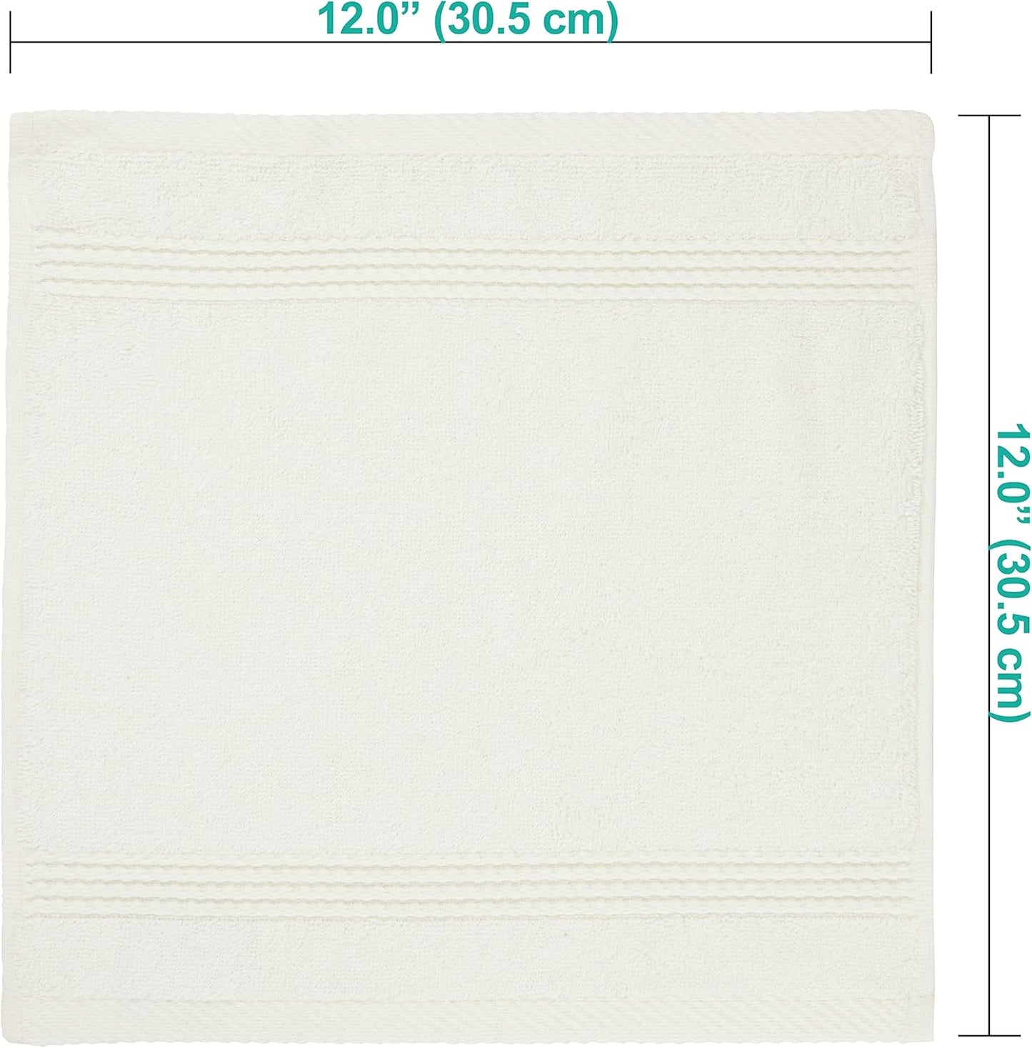 EastNBlue Lara 100% Turkish Cotton Washcloths 4 Pack, Extra Soft & Absorbent Wash Cloths for Face & Body (12" x 12"), Terry Cloth, Small Hand Towels for Bathroom, Cream