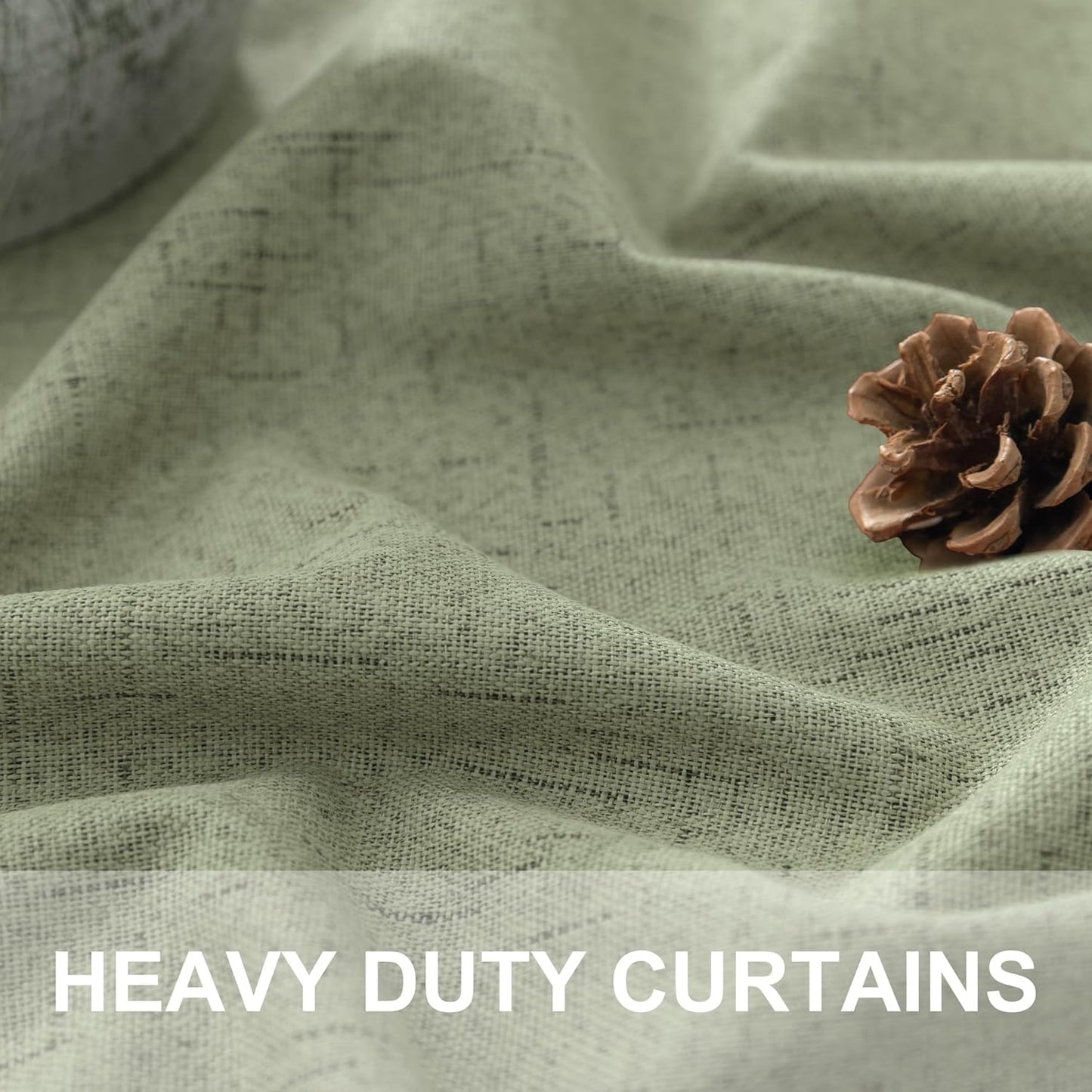 Light Sage Green Back Tab Blackout Curtains for Boys Room Girls 72 Inch Length 2 Panel Cotton Linen Look Window Treatments Thick Soundproof Curtains for Doors Living Room Darkening Drapes Cottagecore