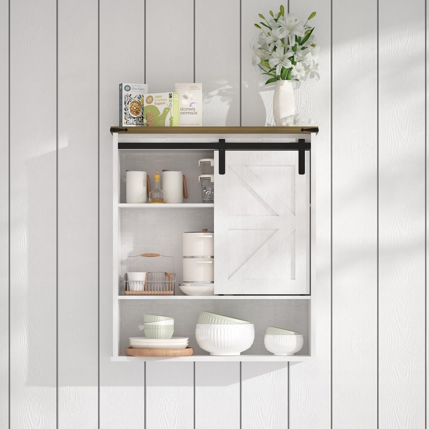 Bathroom Wall Cabinet, Bathroom Storage Cabinet with Doors & Adjustable Shelves, Wall Mounted Medicine Cabinet Over The Toilet, White Cabinet for Laundry Room, Kitchen, Entryway
