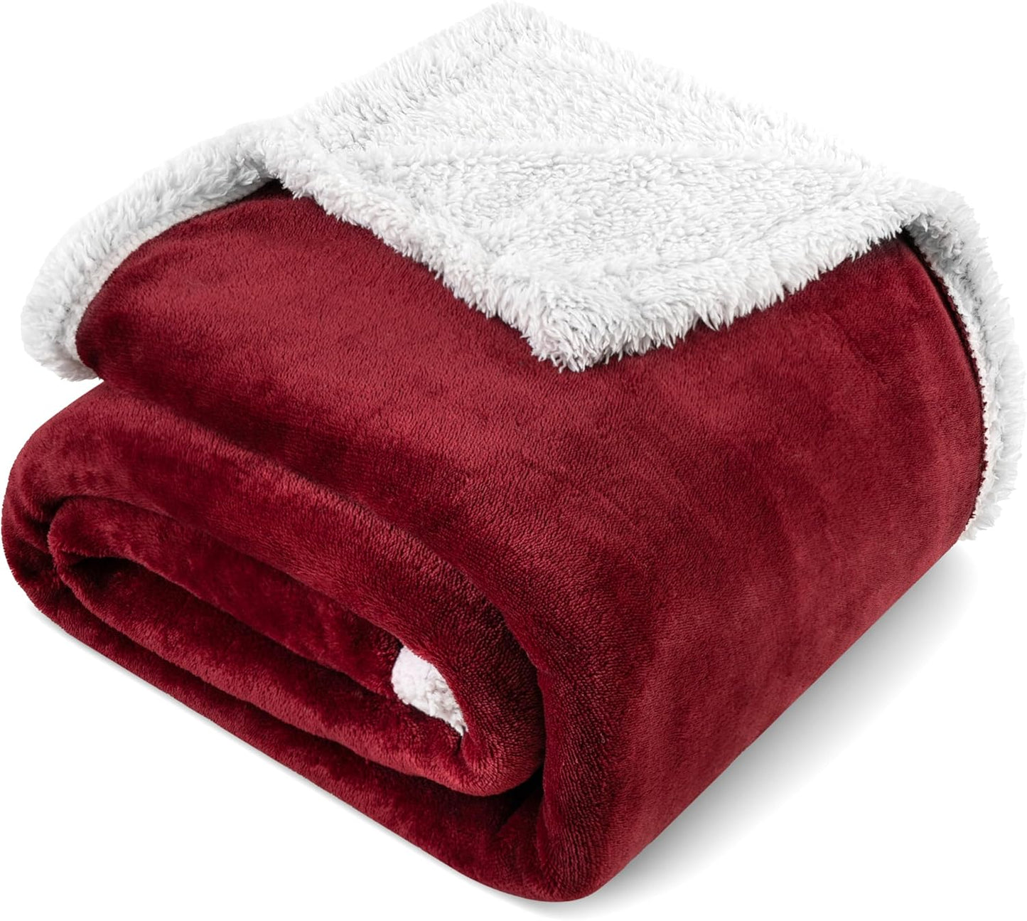 PAVILIA Sherpa Fleece Throw Blanket for Couch, Twin Size, Maroon Red, Plush Soft Fuzzy Sofa Blanket, Cozy Reversible Winter Throw for Women Men, 60x80 Inches