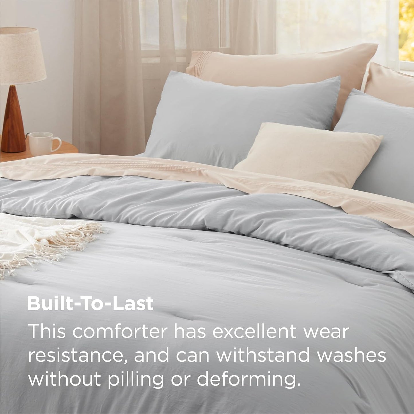 Bedsure Twin/Twin XL Comforter Set, Light Grey Soft Prewashed Bedding for All Seasons, 2 Pieces GentleSoft™ Warm Down Alternative Bed Set, 1 Lightweight Comforter (68"x88") and 1 Pillowcase (20"x26")