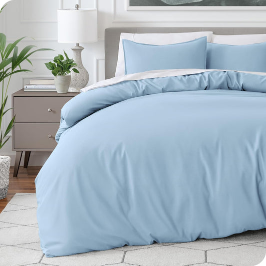 Bare Home Bedding Duvet Cover Queen Size - Premium 1800 Super Soft Collection - Lightweight, Cooling Duvet Cover - Soft Breathable Bedding (Queen, Light Blue)
