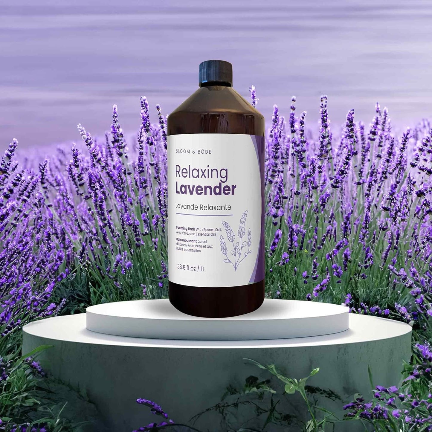 Luxury Foaming Bath - Natural Scented Bubble Bath with Essential Oils and Epsom Salt - Relaxing Lavender Scent, 33.8 fl oz / 1L