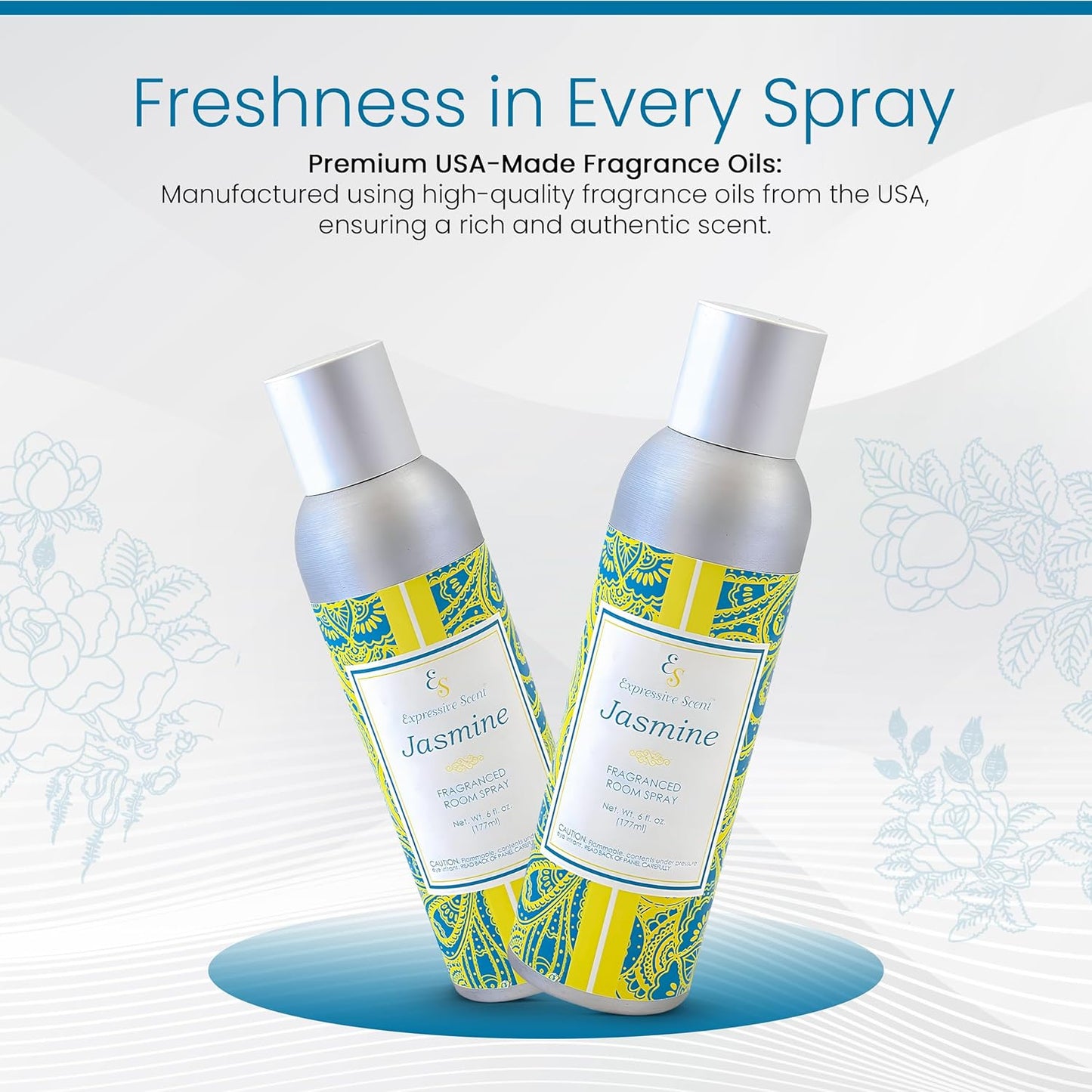 Expressive scent Room Spray Air Freshener - Long Lasting Jasmine Aroma for Home, Bathroom, kitchen, Office & Car – Air freshener for home 6 FL Oz